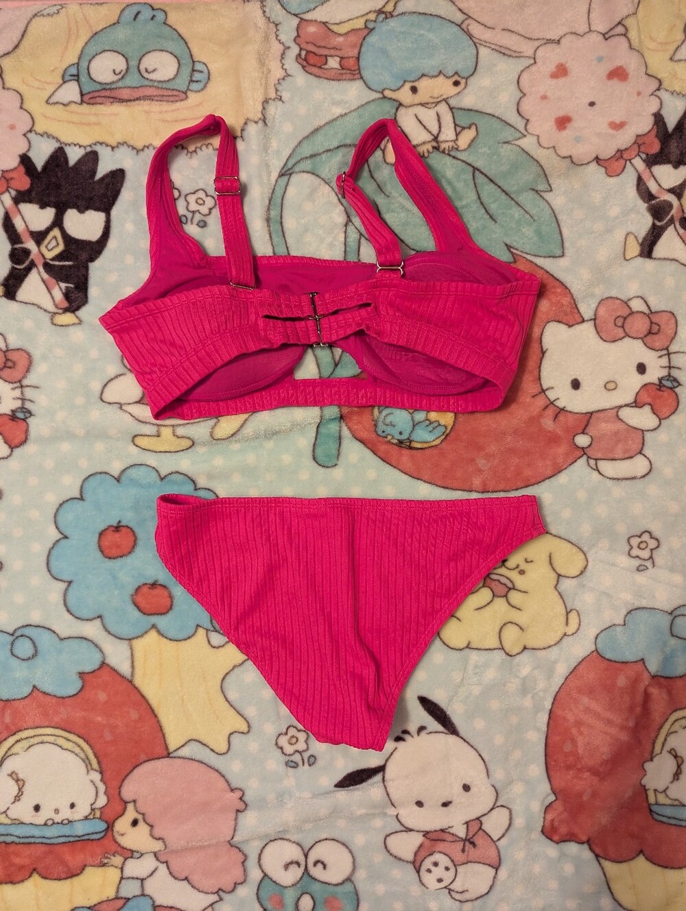 Hot Pink Ribbed Bikini - Picture 9 of 9